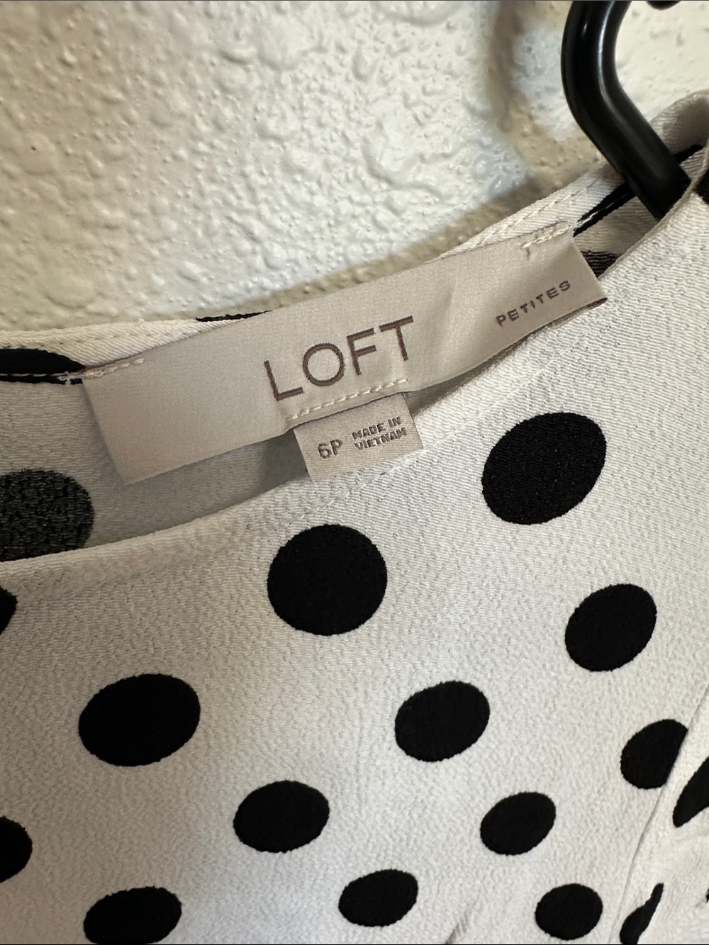 LOFT Black Polka Dot White Midi Dress Size 6 Petite - Picture 2 of 10